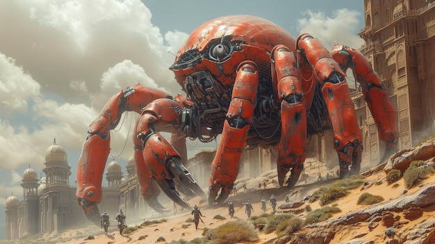 Giant Red Crab in a Desert City