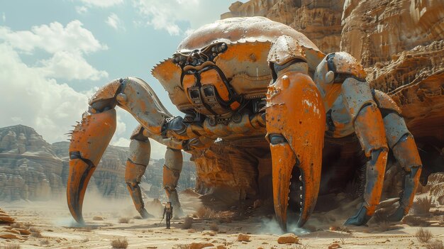 Giant Robotic Crab in a Desert Landscape