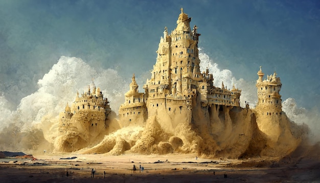 Giant sand castle concept art illustration