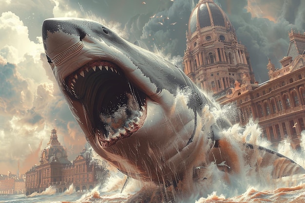 Giant Shark Attacks City