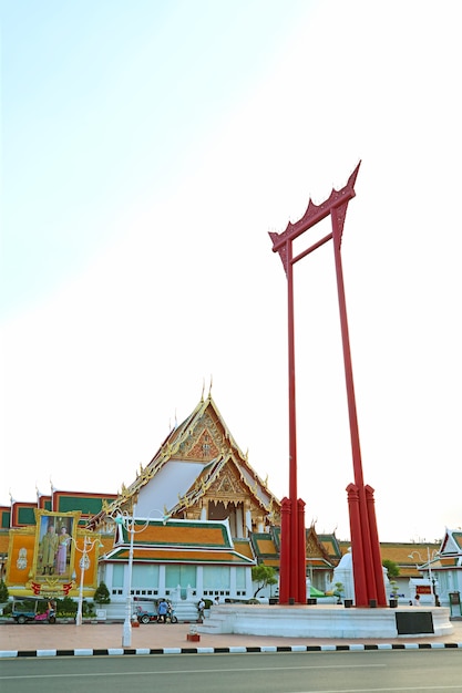 Giant Swing Called Sao Ching Cha with Wat Suthat Thepwararam Temple in Bangkok Thailand