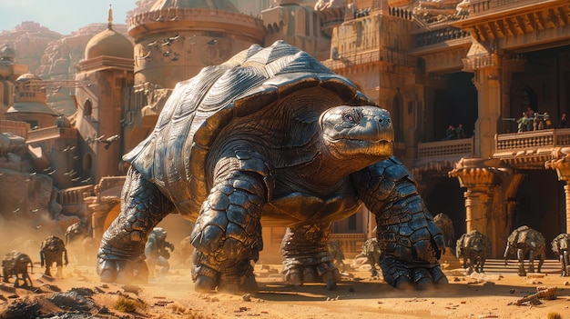 Giant Tortoise in a Desert City