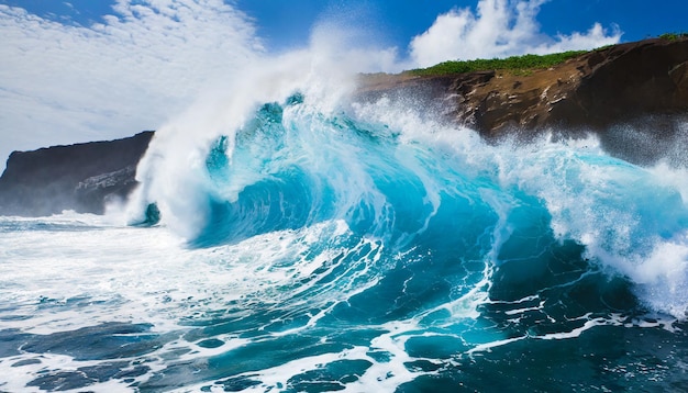 A giant water wave ocean coast