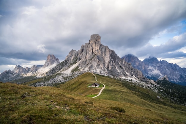 Giau Pass high alpine pass popular travel destination in Dolomites Italy