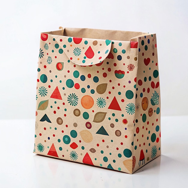 a gift bag with a pattern of dots and dots on it