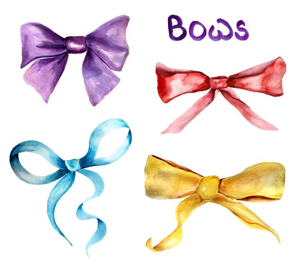 Gift bows watercolor set