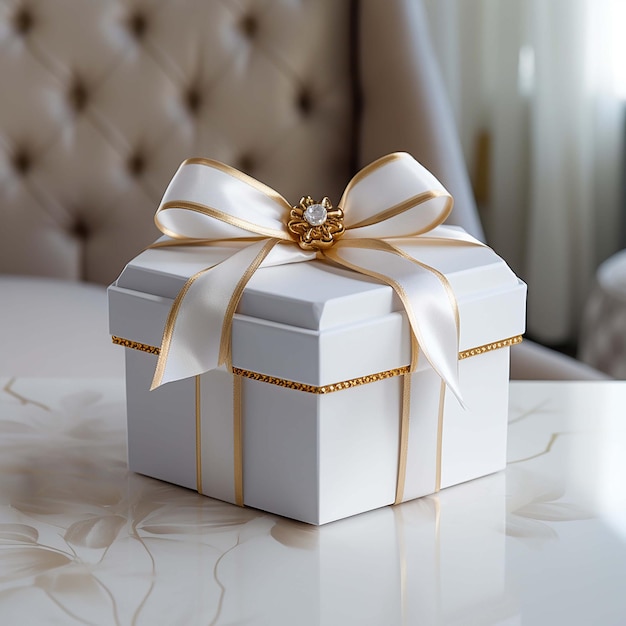 Gift box back view isolated in white background