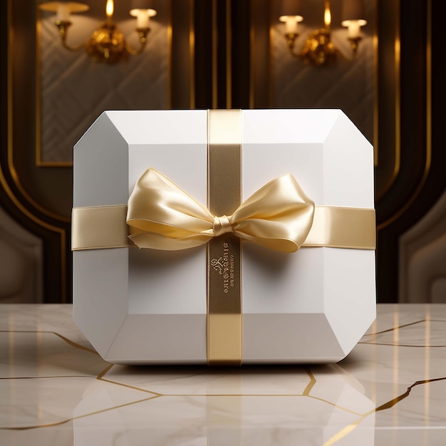 Gift box back view isolated in white background