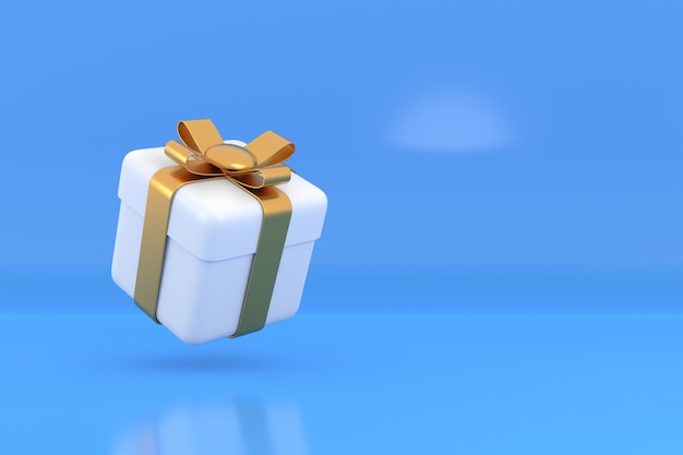 Gift box banner design. 3D rendering.