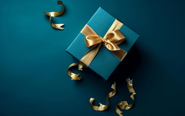 Gift box on a blue background Generative AI