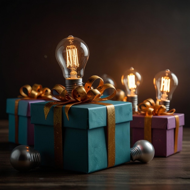 Photo gift box and giving lots of idea light bulbs