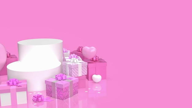 Gift box and heart for valentine concept 3d rendering