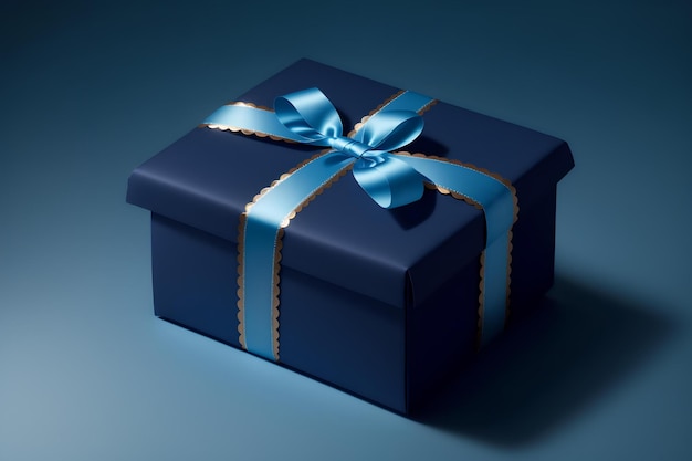 gift box packed in blue paper on a blue background