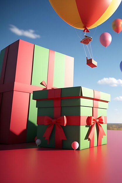 gift box with balloons