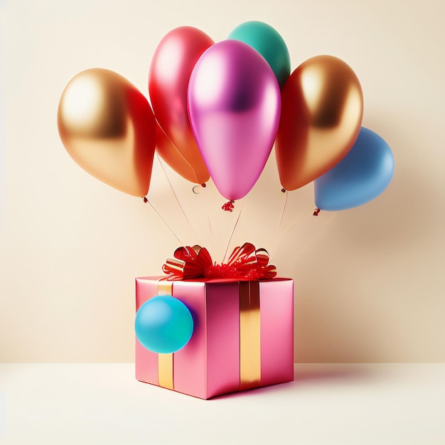 gift box with balloons