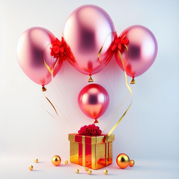 gift box with balloons