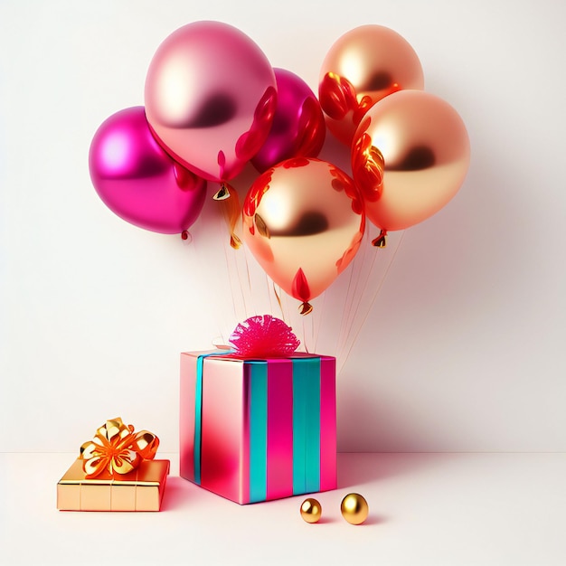 gift box with balloons