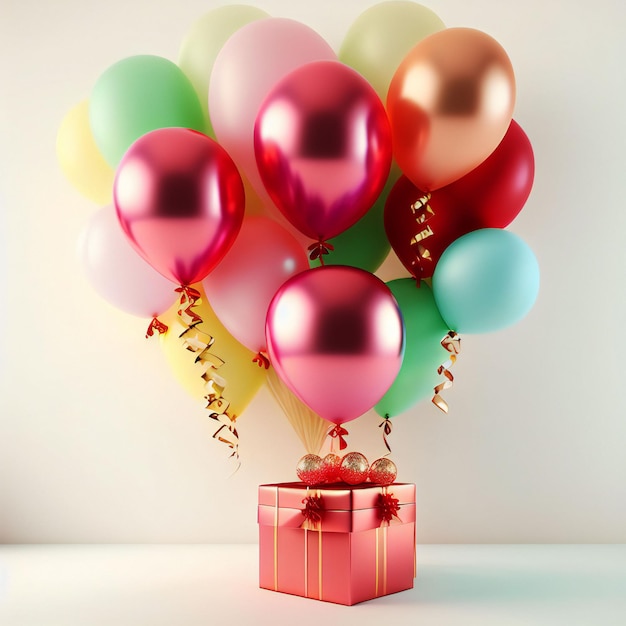 gift box with balloons