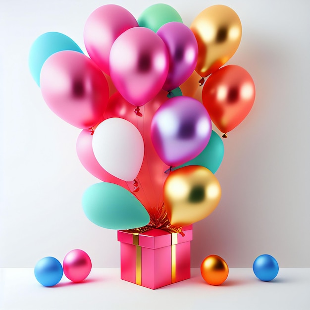 gift box with balloons