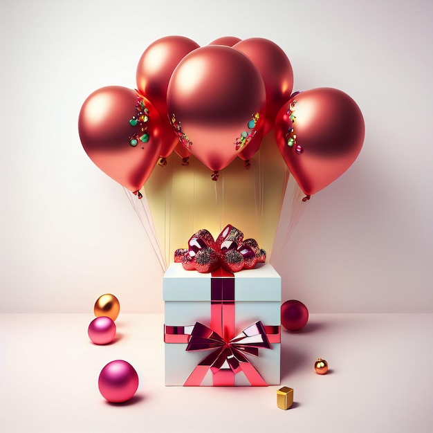 gift box with balloons