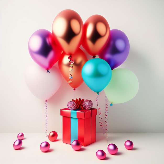 gift box with balloons