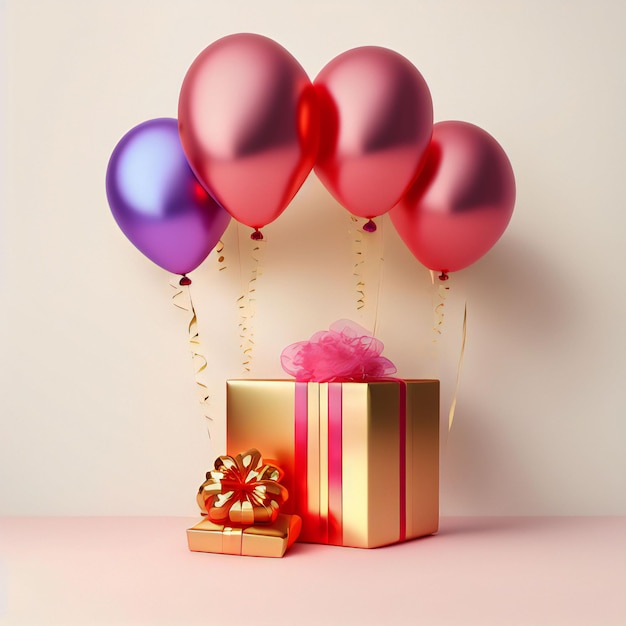 gift box with balloons