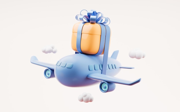 Gift box with cartoon style 3d rendering