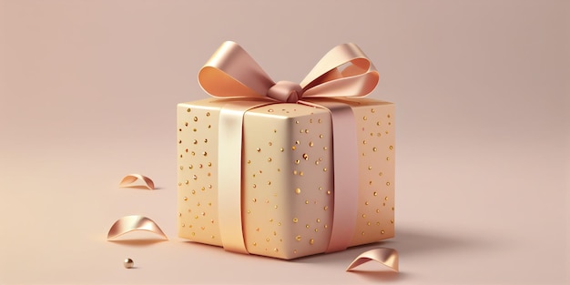 A gift box with a gold bow and a bow on it