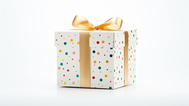 A gift box with a gold bow on it