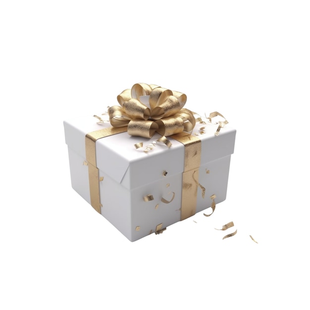 gift box with gold ribbon Generative Ai