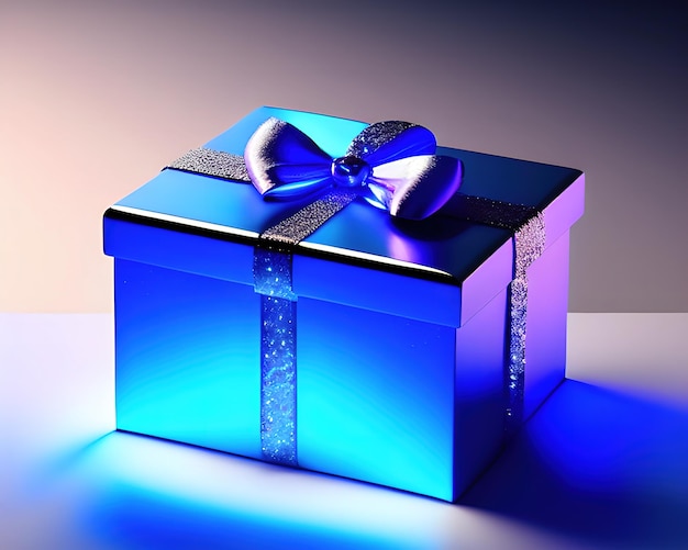 gift box with magical shining blue open gift box with magical light