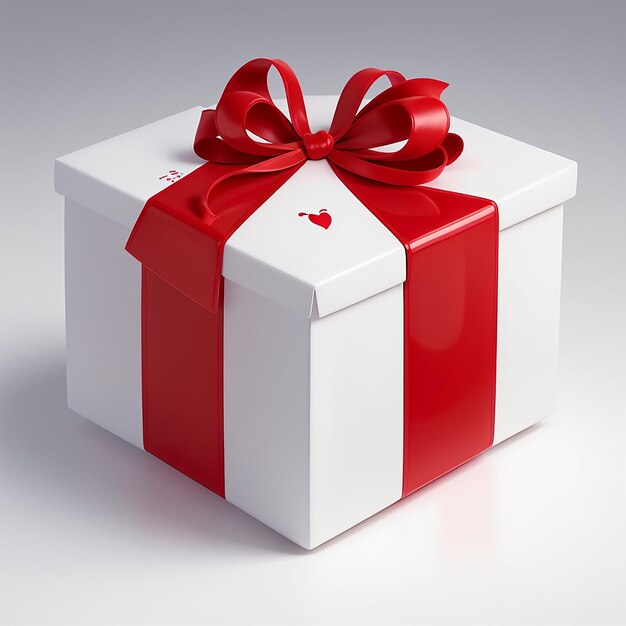 Gift box with red ribbon isolated on transparent and white background