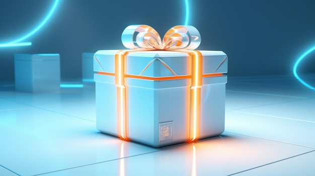 a gift box with a ribbon on it AI generated