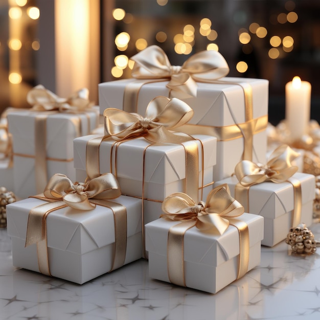 Gift boxes Merry Christmas Marry New Year birthday Generative AI