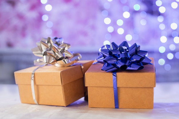 gift boxes surprise with bow for christmas