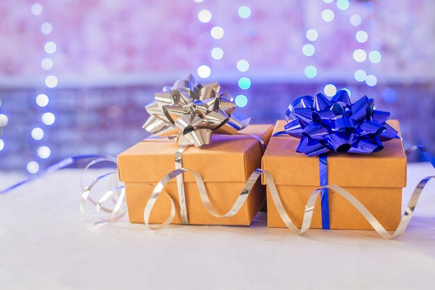 gift boxes surprise with bow for christmas