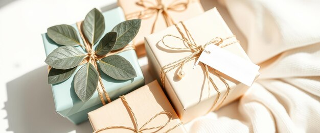 Photo gift boxes with natural elements