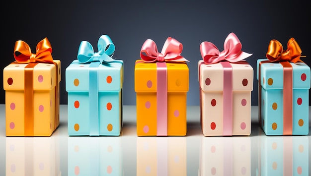 Gift boxes with ribbon in christmas concept AI generated