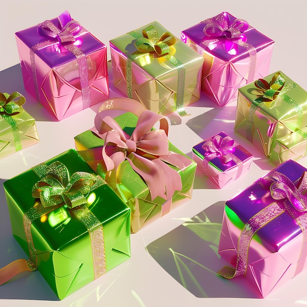 Gift Boxes with Shiny Ribbons