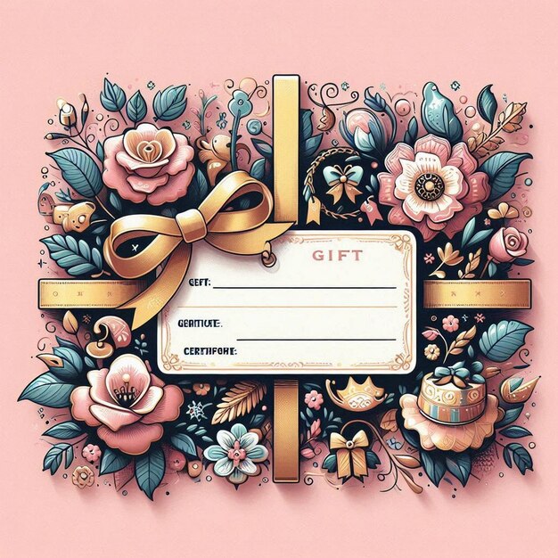 Photo a gift card with flowers and presents