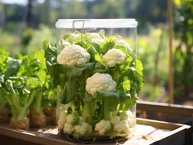 Photo a gift from nature a bountiful glass box displaying nature's finest fruits and vegetables