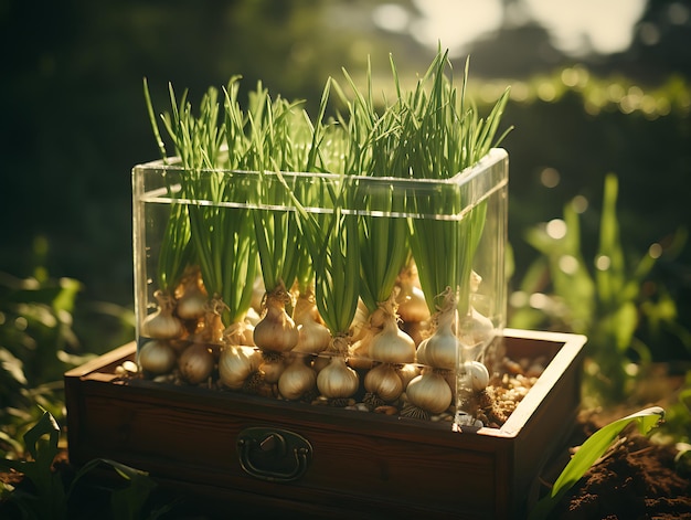 A gift from Nature A Bountiful Glass Box Displaying Nature's Finest Fruits and Vegetables