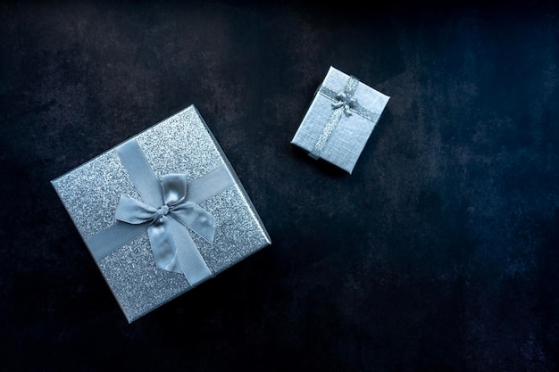 Gift packages on dark background