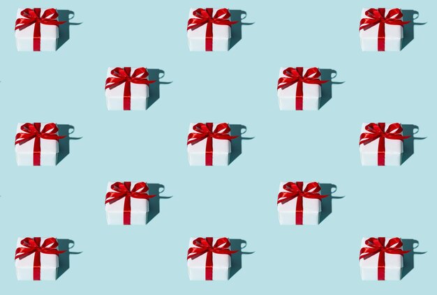 Gift pattern blue seamless background holiday red