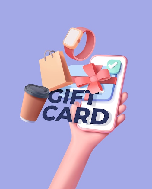 Gift voucher in 3d rendering