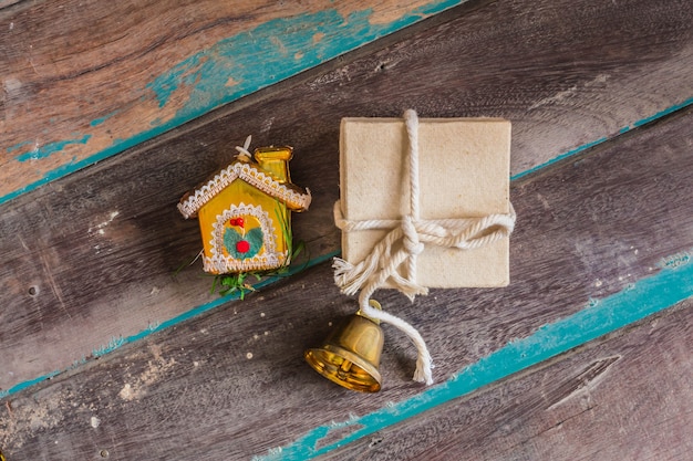 Gift on a wooden 