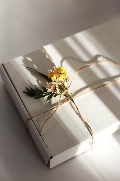 Gift wrap with envelope in white and beige colors