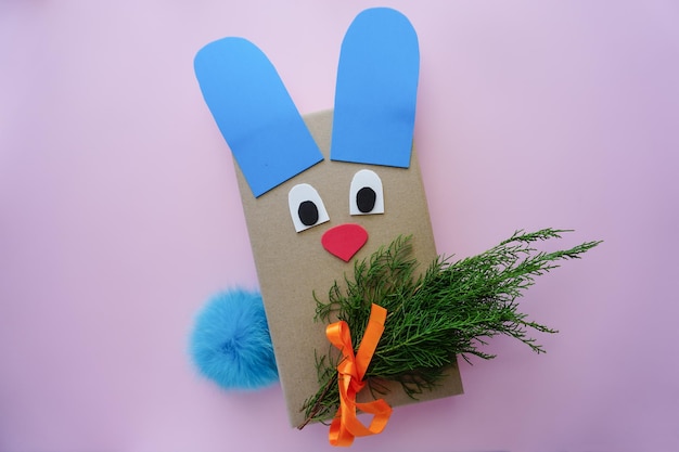 Gift wrapping in the form of a rabbit