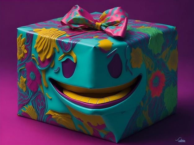 gift wrapping with a smiling face AI generated