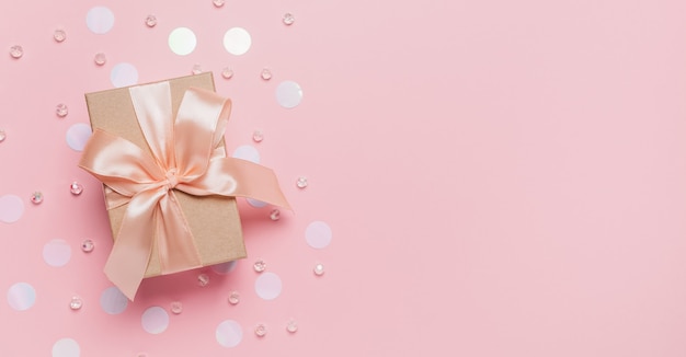 Gifts on pink background, love and valentine concept